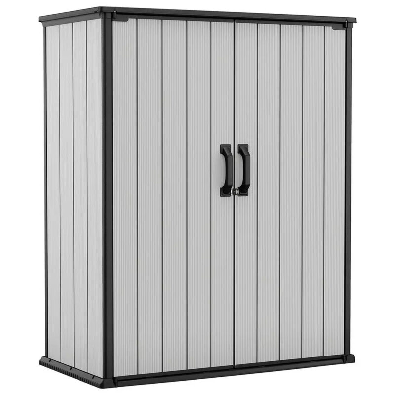 Keter Premier Tall 1400L Outdoor Storage Cupboard - Durable, Weather-Resistant Garden & Tool Organizer (4.6 x 2.4ft)
