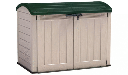 Keter Store It Out Ultra 2000L - Versatile Outdoor Storage Solution for Bikes, Garden Tools, and Wheelie Bins (Beige/Green)
